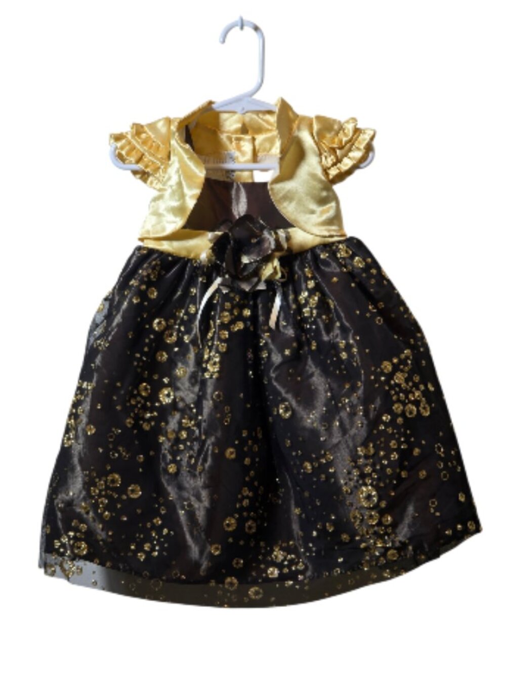 Pretty Me Girls Black Gold Party Dress L 10 Special Occasion Holiday Pageant Bow